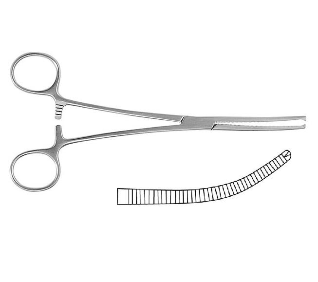 KOCHER-OCHSNER Затискач гемостатичний; зігнутий; із зубчиками; 1x2 зубчики; 14,0см. Tontarra Medizintechnik GmbH